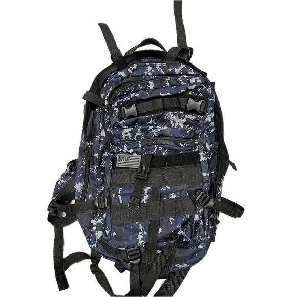 Generic Blue Black Camo Tactical Backpack - Picture 1 of 5